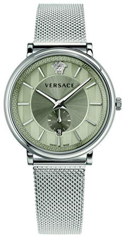 Versace Herrenuhr Analog Quarz mit Edelstahlarmband VBQ060017, beige, Mode