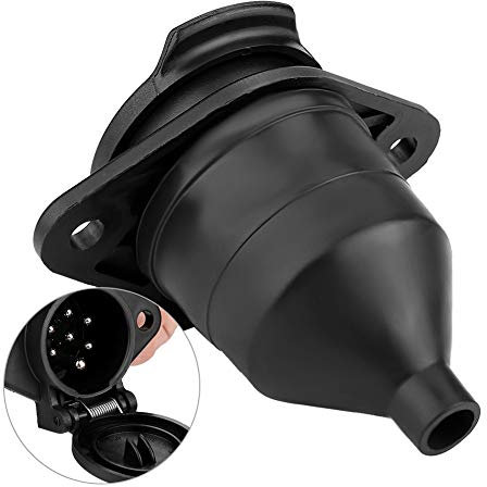 KIMISS 24V 7 Broches Douille de Remorque Robuste en Fonte Adaptateur de Connecteur Adaptateur de Prise Rond pour Camion Semi Remorque,Noir