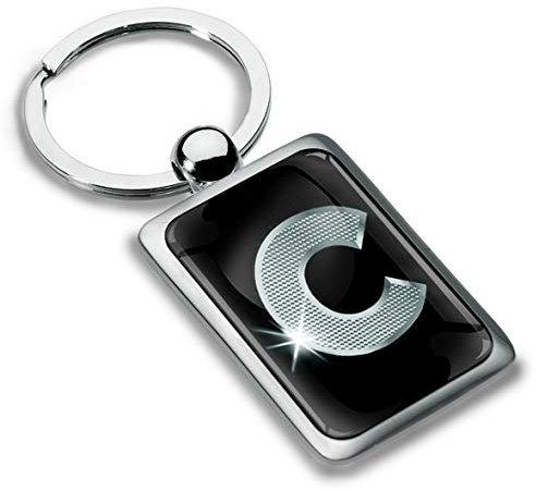 Biomar Labs® Porte-clé Lettres A-Z Initiales Personnalisable de L'alphabet Alphabet Accessoires Homme Femme Cadeau Lettre C Argent KK 81