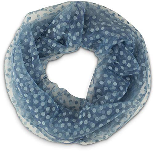 fashionchimp Loop Sommer-Schlauchschal für Damen mit Ausbrenn-Muster, Baumwolle und Polyester, leichter XXL Schal (Blau-Punkte)