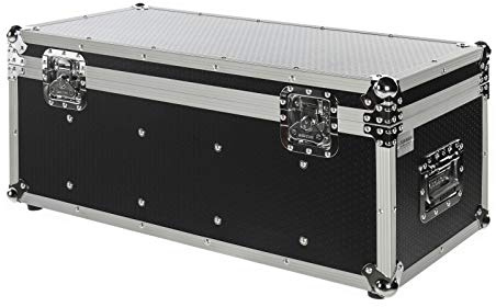 Maßgefertigtes Case für 4x Vega Silent PAR Scheinwerfer, 5mm Plywood, gepolsterte Fächer, Butterfly-Verschlüsse, Klappgriffe, robust, schwarz, 761x370x330 mm, ideal für Transport und Bühne