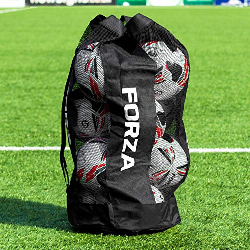 FORZA Bolsa para Balones Premier | Saco de Malla para Pelotas con Cierre de Cordel – Ideal para Fútbol, Voleibol, Baloncesto Y Balonmano | 12 Bolas