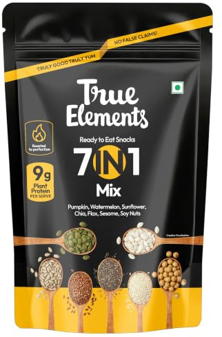 True Elements 7 in 1 Seeds Mix 500g | High Protein Blend | Diet Snack | Roasted Seeds