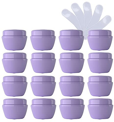 TIANZD 24 Pièces Vides Petit 5 ml Jaune Pot en Plastique avec Couvercle 5 g Pots de Cosmétique Crème de Bouteille Contenant pour des Produits Cosmétiques Baume à Lèvres avec 6x Spatules