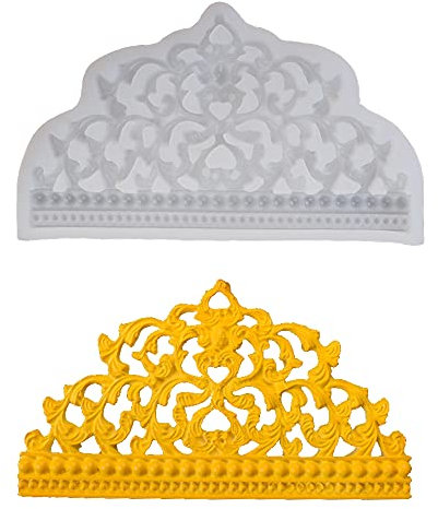 Coronas Molde Decoración Molde de tartas de corona Molde de silicona con relieve de encaje Corona Molde de Caramelo para decoración de tartas diseño de corona para magdalenas chocolate azúcar