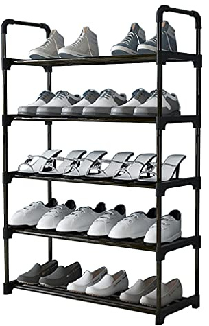XIANGLV Schuhregal mit 5 Ebenen, Schuhständer aus Metall, Schuhaufbewahrung, Schuh-Organizer für 12 Paar,stapelbar, Anti-Rost, geeignet für Schlafsaal, Miethaus, Balkon