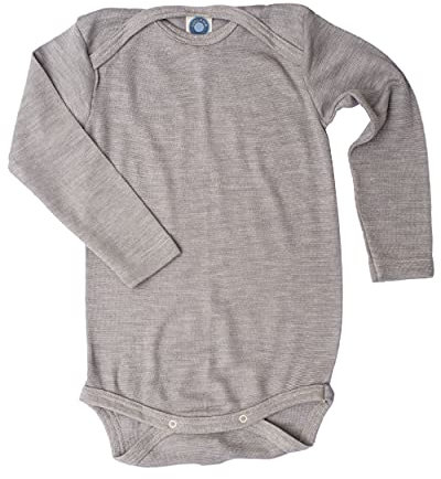 Cosilana, Baby Body Langarm, 70% Wolle, 30% Seide (Grau, 86-92)