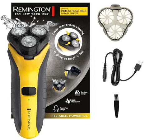 Remington Afeitadora Rotativa Virtually Indestructible - Máquina de Afeitar Inalámbrica, Armazón de Policarbonato Prácticamente Indestructible, Cabezal Pivotante, Resistente al Agua - PR1855