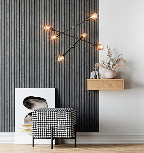 NEWROOM Papier Peint Intissé Noir/Anthracite Aspect Mur à Lamelle Bois - 3D Panneau Revetement Mural Tasseaux Poutre Decor
