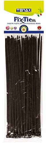TENAX FIX-TIE XL, Fascette Multiuso in Plastica, Lunghezza 29 cm Nero, Confezione da 50 pezzi