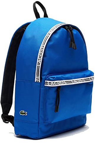 Lacoste Herren Fashion Rucksack Backpack,100% recyceltes Polyester, Rucksack Backpack modisch,BLAU/SCHWARZ/Weiss (L77),Einheitsgröße (One Size)
