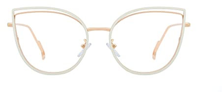 Tofox Katzenauge Blaulichtfilter Brille ohne sehstärke Metall Frame Retro Metallgestell Brillenfassung für Computer Fernseher Arbeit Gaming