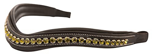Exion Designer-Stirnband mit Kristallen in Hellgrün| Stirnbänder für Pferde | Reitstirnband | (Schwarz, Pferd (volle Größe))