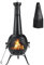 SINGLYFIRE Prairie Fire Outdoor Chiminea Fireplace Deck or Patio Backyard Wooden Fire Pit with Chiminea Cover Rust-Free Cast Iron Black