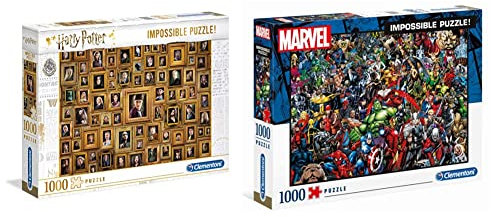 Clementoni 61881 Impossible Puzzle Harry Potter – Puzzle 1000 Teile ab 9 Jahren, Erwachsenenpuzzle mit Wimmelbild & 39411 Marvel Universe – 1000 Teile, ab 14 Jahren