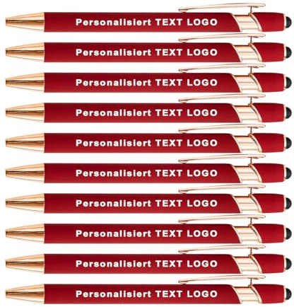 HEYZARDA Kugelschreiber mit Gravur Namen Text Logo für Büro Schule Business Stift 100 Pc rot