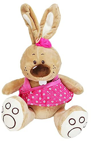 BEMIRO Plüschtier Hase Ostern mit rosa Kleid - ca. 33 cm, Osterhase Kuscheltier, Plüsch Hase, Kuscheltier Hase, Stofftier Hase, Plüschtier Hase, Kleiner Hase