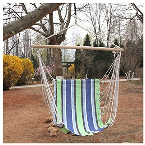 Tragbare Hängematte, tragbare kleine Hängematte, Baumwoll-Segeltuch, Veranda-Schaukel, entspannend, im Freien, Gartensitz, Reise, Camping, Hängeliege, Lazy Chair for Backpacking Beach (Color : Stripe)