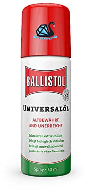 Eva Shop Ballistol Universalöl in verschiedenen Größen zur Fahrzeugpflege, Fahrradpflege, Waffenöl zur Waffenpflege, Tierpflege, Lederpflege, im Garten, Haushalt, Handwerk UVM (50 ml Spray)