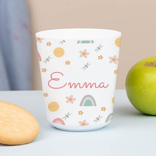 Wanapix | Gobelet en Plastique pour Enfants | Gobelet Personnalisé avec Nom |Verre Plastique Incassable Personnalisé |Collège/Pépinière | Sans BPA | Mug Enfant | 235ml | Rayon de soleil
