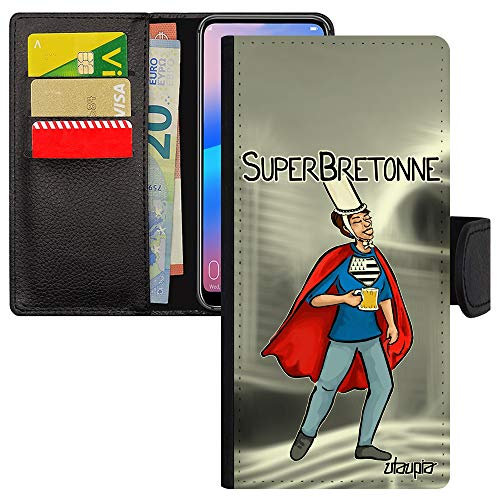 Coque Galaxy A33 Super Bretonne Drapeau Bretagne Breton Etui Leather Smartphone Drole Comics Gris Humoristique Unique Heros pour Samsung