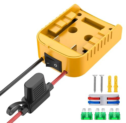 Power Wheel Adapter for Dewalt 20V Battery, Power Wheels Battery Converter Kit with Switch & Fuse & Wire Terminals & 12 AWG Wire for DIY RC Car Toys Robotics