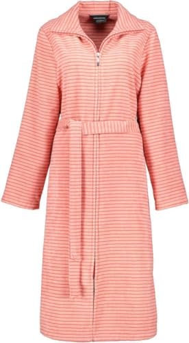 Cawö Damen-Bademantel mit Zipper, extraleicht 5317 Farbe Koralle Größe 40 Reißverschluss Einfarbig