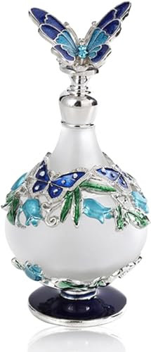 Mgoodoo Antique Batterfly Perfume Bottles, 25Ml Vintage Empty Refillable Perfume Bottle Butterfly Flower Decorative Glass Perfume Bottle for Home Decor Lady Holiday Wedding Gift
