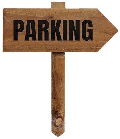 Outdoor Parking Sign with Stake, Wooden Arrow Pointing Right or Left, Party Pub Shop Garden Sign