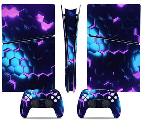 Peau Distance Console Pour PS5 Slim Skin Disc Edition & Pour PS5 Slim Skin Digital Edition Console Et Contrôleur Vinyl Cover Skins Wraps Scratch Resistant Compatible 47326 Cadeau D'enveloppements Skin