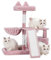 Gitelsnour Cat Tree, Cat Tower with condo, Basket, Large Bed, Platform, Scratch Board, Cat Scratching Posts for Indoor Cats, Pink GCT002SP