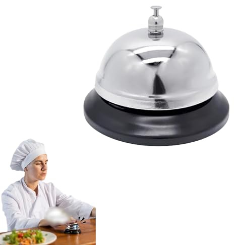Counter Bell, Service Bell Bar Bells Small Bells for Restaurant Waiter Ringtone Service Pet Training, Clear and Crisp Sound Dome Top and Flat Weighted Base (Diameter 85mm)