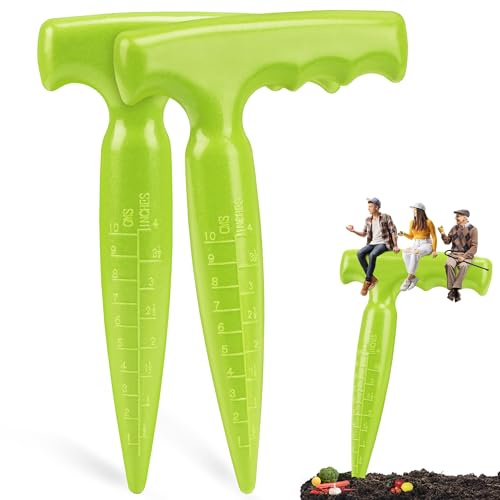 Milifox Pikierstab,Blumenzwiebelpfanzer,Zwiebelpflanzer für Blumenzwiebeln mit Messskala für Genaues Pflanzen,Idealer Zwiebelpflanzer das Aussäen von Gemüse und Blumen,2 Stück Hellgrüin