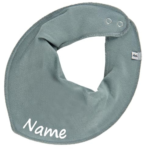 HALSTUCH mit Namen oder Text personalisiert für Baby oder Kind aus Baumwolle in Einheitsgröße eukalyptus