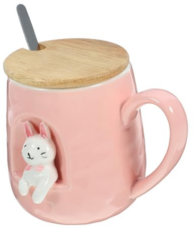 NAMOARLY Ceramic Mug Lid and Spoon Fun Office Essential No Spill Tea Cup Milk Mug