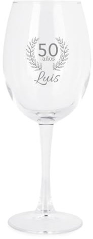 Cocholate | Copa de Vino Personalizada | Copa de Cristal Grabada para Vino con el Nombre o Texto que quieras | Copa de Cristal de (Gran reserva) (1, Copa de Vino Corona de Laurel)