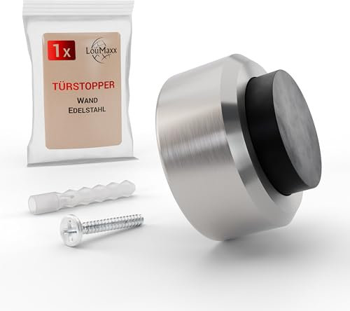 LouMaxx Türstopper Wand Edelstahl – Türstopper Wandmontage – Türanschlag zum Schutz Ihrer Wände und Zimmertüren Türstopper Wand Schrauben werden mitgeliefert