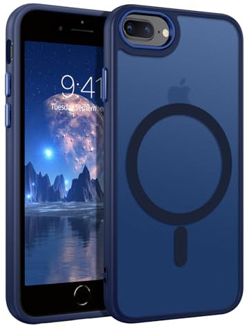 BENTOBEN Custodia magnetica per iPhone 8 Plus, custodia iPhone 7 Plus [compatibile con Magsafe] ricarica wireless custodia cover cover cover placcata traslucida opaca protezione grado militare