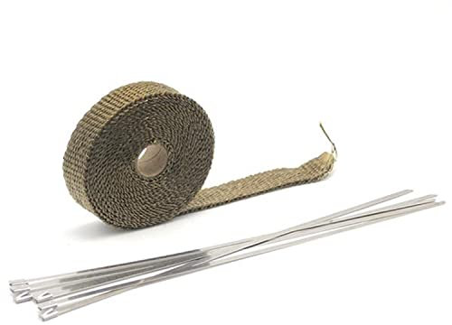 WANGZEYU Hitzeschutzband Hitzeschildband mit rostfreien Bändern 2,5 cm * 5 m Motorrad-Auspuff-Thermowickelrolle Hitzewickel for Motorrad-Fiberglas Auspuff Dichtband (Color : 5m Titanium)