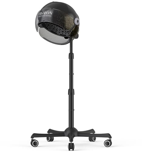 TASALON Ionic Hooded Hair Dryer - 1875W Bonnet Dryer with 3 Temperature Settings - Portable Standing Dryer for Home and Salon (Black)