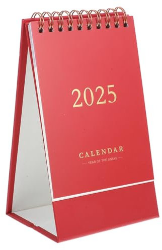 STOBOK Tischkalender 2025 bürodekoration jahreskalender Handlicher schreibtischkalender Mini-Monats-Tischkalender Klappkalender 20 Bürobedarf Tisch-Monatskalender Papier rot