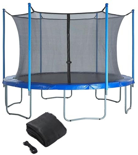 Generisch Ersatz-Trampolinnetz, Trampolin-Sicherheitsnetz mit Verstellbaren Riemen und Reißverschlüssen, 6/8/10/12/14/15 Fuß Sicherheitsnetz für Runde Trampoline Mit 6 Stangen(12ft)