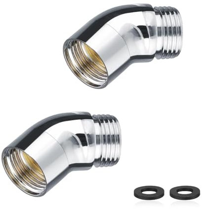 HJIAMA 2 Pezzi Connettore per Soffione Girevole, G 1/2 Adattatore Soffione Doccia Fisso Angolo 135°, Raccordo a Gomito per Doccetta, per Bagno