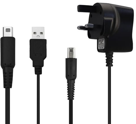 Xahpower Charger Set for 3DS, Replacement Charger and USB Charger Cable Compatible with Nintendo 3DS, New 3DS XL, New 3DS, 3DS XL, 2DS, New 2DS XL, New 2DS, 2DS XL, DSi, DSi XL