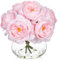 Oairse Kunstblumen mit 6 Pfingstrose in Glasvase Pfingstrose künstlich 3D-Druck Real Touch Künstliche Blumen wie echte Pfingstrose für Hochzeit, Zuhause, Hotel, Party, Blumenarrangement