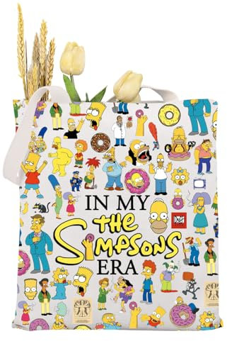 KUIYAI Vintage Cartoon TV Show Tote Bag Canvas Shoulder Bag For Shopping, Travel, Office, Handbag For Women, Simperauk, middle