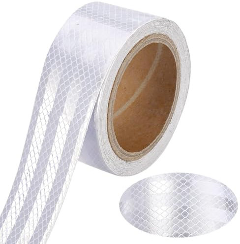 10m x 5cm Self-Adhesive Reflective Tape, Reflector Tape Waterproof Outdoor, High Visibility Safety Warning Tape, Reflective Tape White, Self Adhesive Conspicuity Tape for Trailers, Trucks, Cars, Bikes