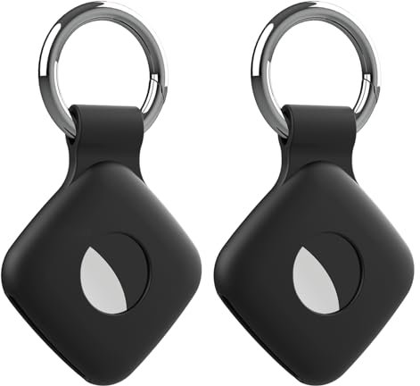 2 Pack Holder Case Compatible with Tile Mate 2022 2024 Tracker, Anti-Scratch Finder Protective Cover for Tile Tracker with Key Ring, Silicone Tile Keychain for Pets, Keys,Bags(Black Black)