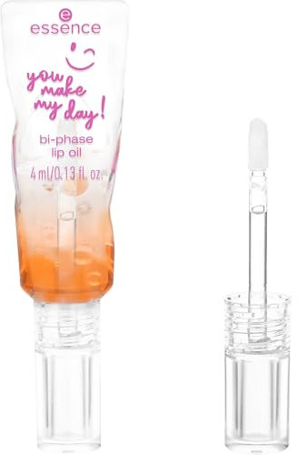 essence you make my day! bi-phase lip oil, Lipgloss, Nr. 01, Transparent, pflegend, glänzend, strahlend frisch, vegan, ohne Parabene, ohne Mikroplastikpartikel, Nanopartikel frei, 1er Pack (4ml)