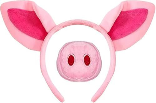 PPGGOPP Schwein Kostüm Set, Schwein Ohren Stirnband, Schweinohren Stirnband, Ohren Haarreif, Schweinenase, Rosa Schwein Kostüm Kit Zubehör,Tier Kostüm Kinder, für Karneval, Halloween